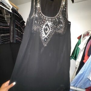 Angie Black Embellished Tank Top